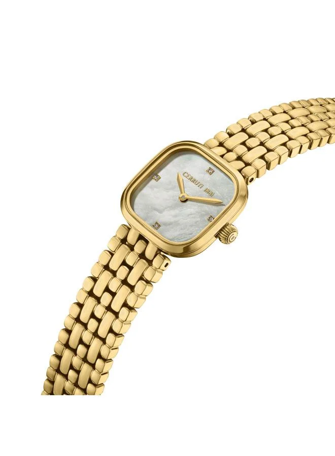 شيروتي 1881 كاسينا ساعة يد نسائية كوارتز بعقارب وسوار أبيض من عرق اللؤلؤ  مم