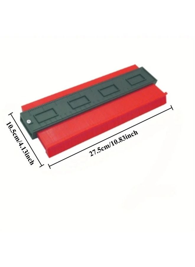 Adjustable Profile Gauge 10.83 Inch Black Red ABS Plastic Shape Measuring Tool - Image 1