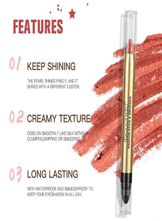 ibcccndc Double Head Eyeshadow Stick,Earth Toning Eyeshadow Pen,Keep Shiny Eye Makeup No.05 - Image 2