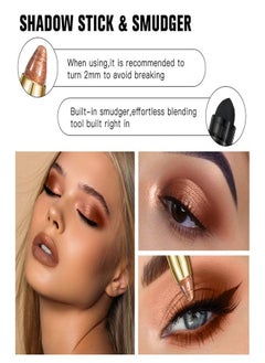 ibcccndc Double Head Eyeshadow Stick,Earth Toning Eyeshadow Pen,Keep Shiny Eye Makeup No.05  - Image 5