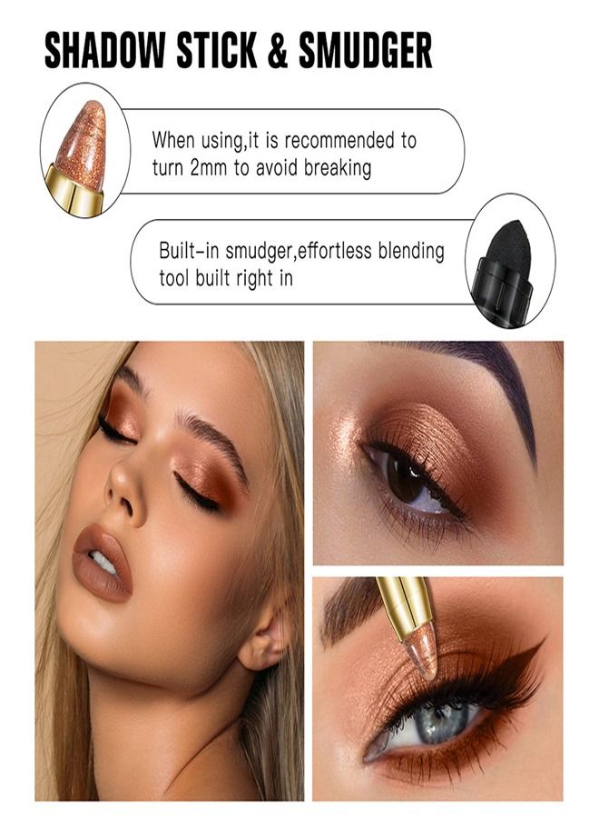 ibcccndc Double Head Eyeshadow Stick,Earth Toning Eyeshadow Pen,Keep Shiny Eye Makeup No.05 - Image 5