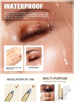 ibcccndc Double Head Eyeshadow Stick,Earth Toning Eyeshadow Pen,Keep Shiny Eye Makeup No.05  - Image 3