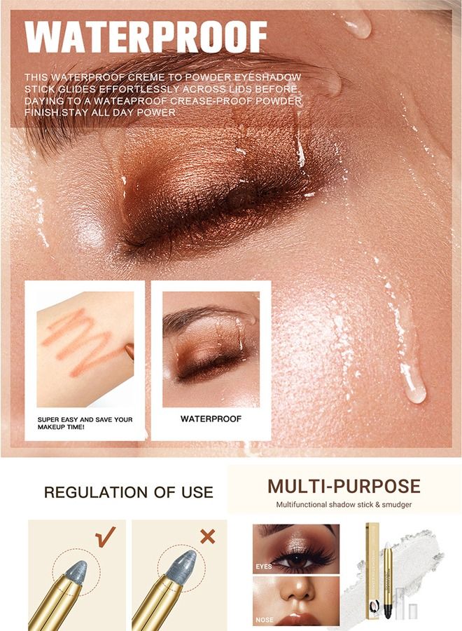 ibcccndc Double Head Eyeshadow Stick,Earth Toning Eyeshadow Pen,Keep Shiny Eye Makeup No.05 - Image 3