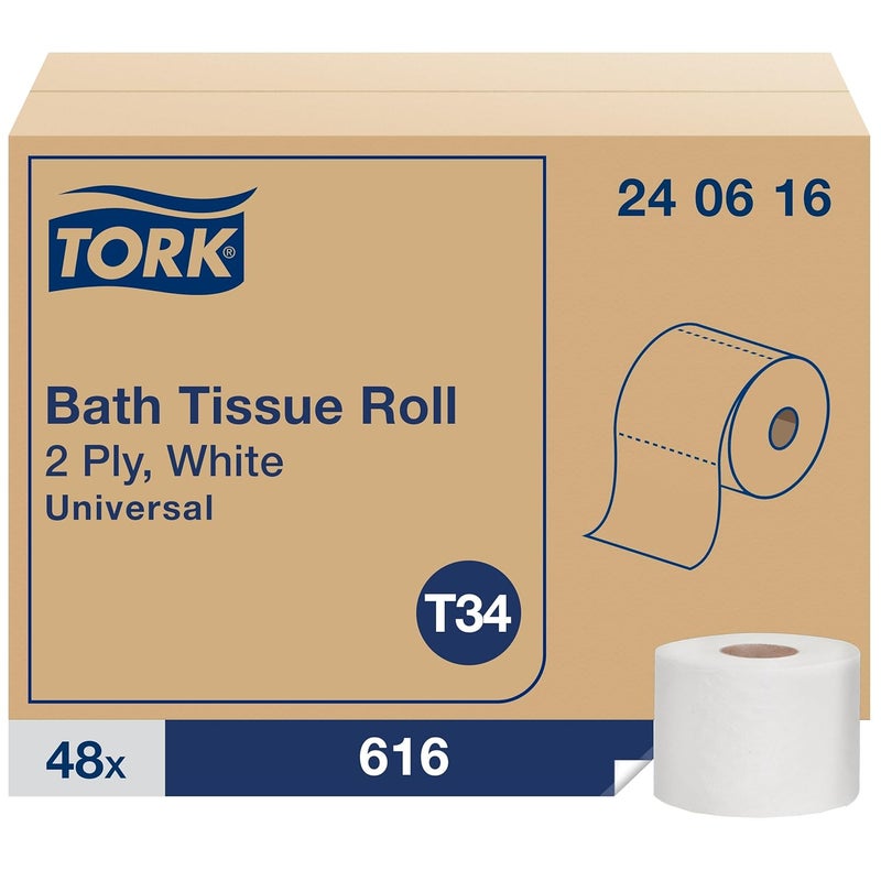 Tork Toilet Paper Roll White T34 Universal 2ply 48 x 616 sheets 240616 - Image 2