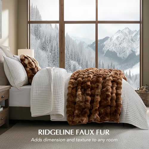 EverGrace Ultra Soft Luxury Fluffy Faux Rabbit Fur Throw Blanket, Thick Warm Bubble Throw for Bed, Cozy Plush Reversible Blankets for Couch, Chair, Sofa, Lion Caramel, 50x60 Inches - Image 2