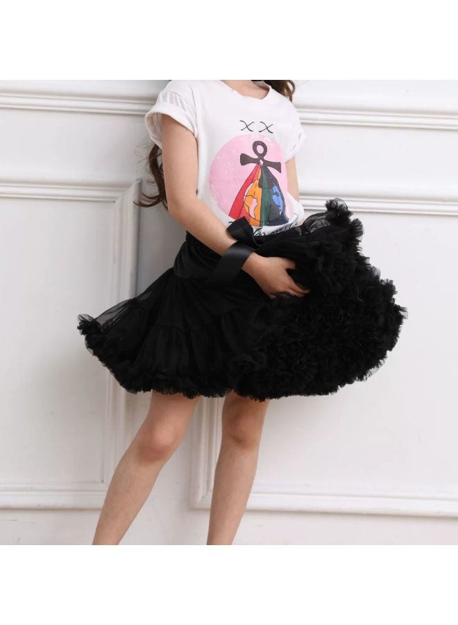إيليلي تنورة أطفال منفوشة نصف تنورة الأميرة توتو تنورة سوداء (المقاس: صغير) - Image 2