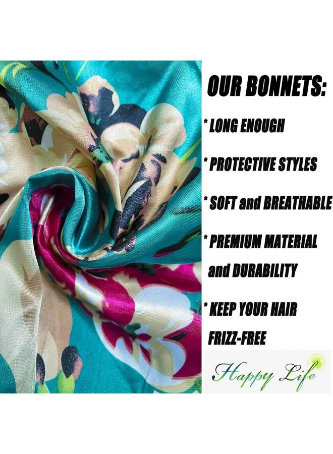 Wbfwbb 2 Pcs Silk Bonnet for Women Satin, Soft Elastic Band Silky Sleeping Cap Big Bonnets for Braids - Image 5