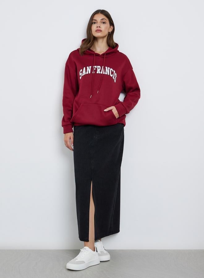 Take Two Women Red Slogan Print Oversized Hoodie - Image 2