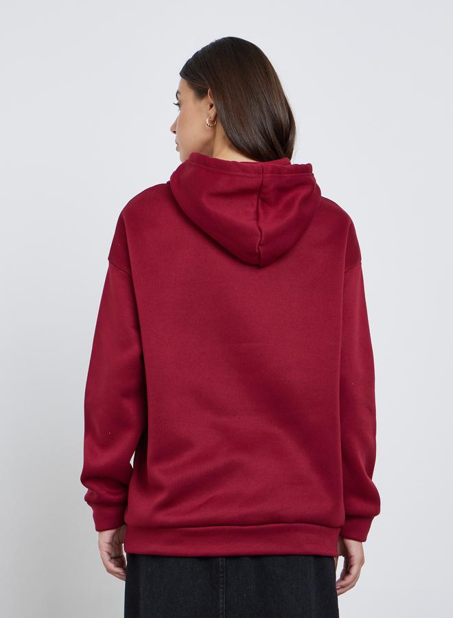 Take Two Women Red Slogan Print Oversized Hoodie - Image 5
