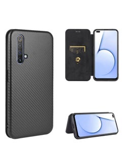 HuHa Case Cover For Realme X50 / X50 5G Carbon Fiber Texture Horizontal Flip TPU + PC + PU Leather Case with Card Slot Black 
