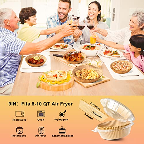ctizne Air Fryer Disposable Paper Liners: 100PCS 9IN Round Air Fryer Basket Liners Food Grade Non-Stick Parchment Paper for Oven Steamer Microwave - Image 2