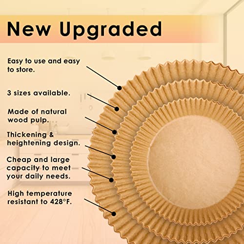 ctizne Air Fryer Disposable Paper Liners: 100PCS 9IN Round Air Fryer Basket Liners Food Grade Non-Stick Parchment Paper for Oven Steamer Microwave - Image 3