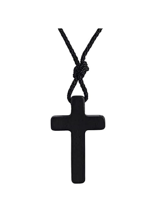Arabest Natural Wooden Cross Pendant Necklaces for Women Men Sandalwood Handcrafted Gift Wood Hang from Car Rearview Mirror Pendant Vehicle Decoration - Image 1