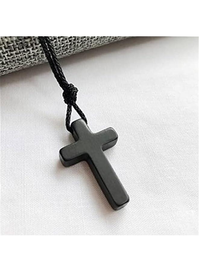 Arabest Natural Wooden Cross Pendant Necklaces for Women Men Sandalwood Handcrafted Gift Wood Hang from Car Rearview Mirror Pendant Vehicle Decoration - Image 2