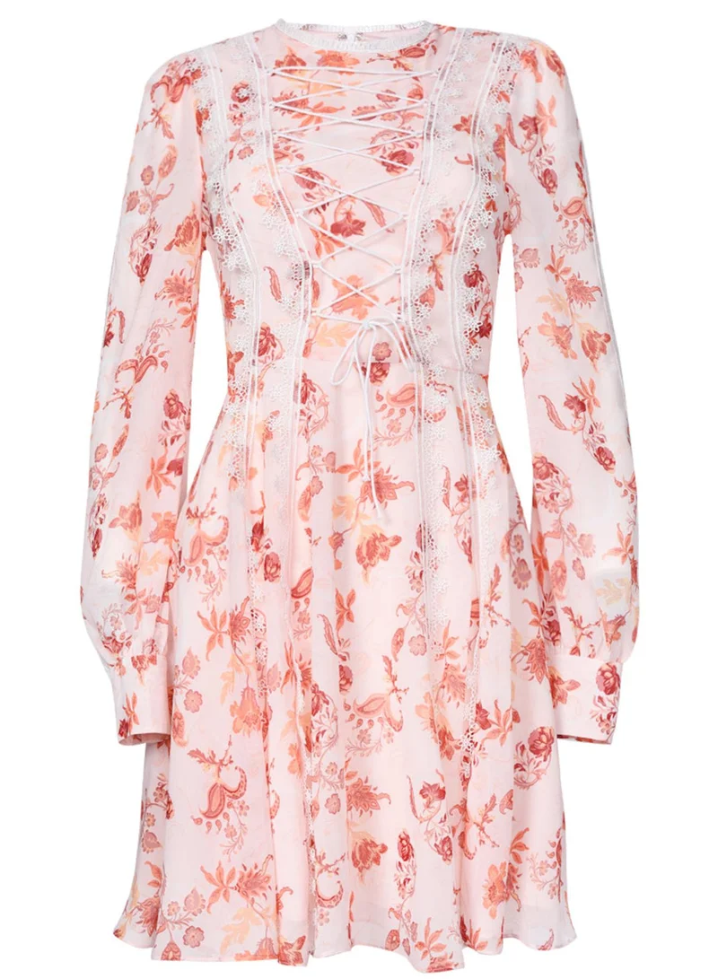 True Decadence True Decadence Peach Orange Floral Corset Front Mini Dress