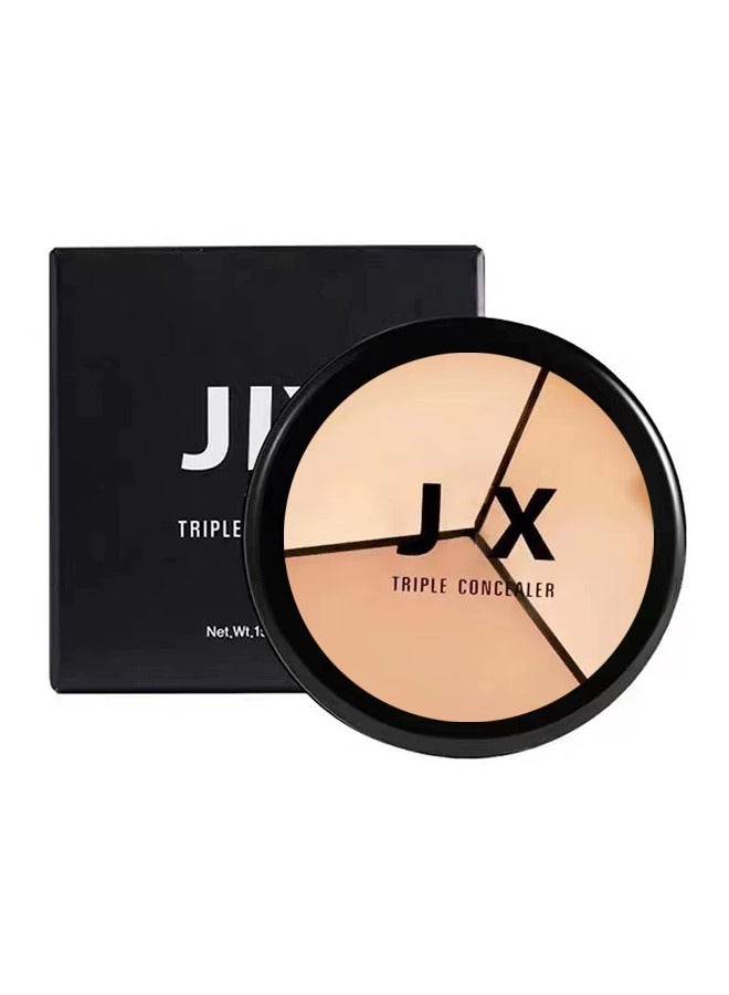JX Triple Concealer, Full Coverage Cream Contour Palette, Long-Wearing Concealer Palette, Cream Foundation Palette for Face Spots Marks, 3-in-1 Full Coverage Color Correcting Cream - 15G - Image 1