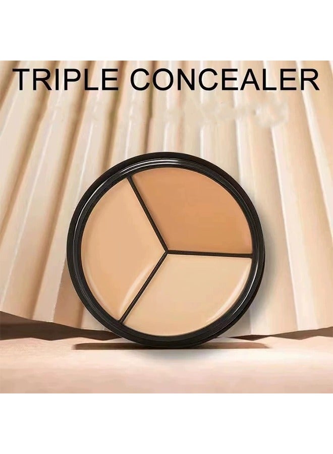 JX Triple Concealer, Full Coverage Cream Contour Palette, Long-Wearing Concealer Palette, Cream Foundation Palette for Face Spots Marks, 3-in-1 Full Coverage Color Correcting Cream - 15G - Image 2