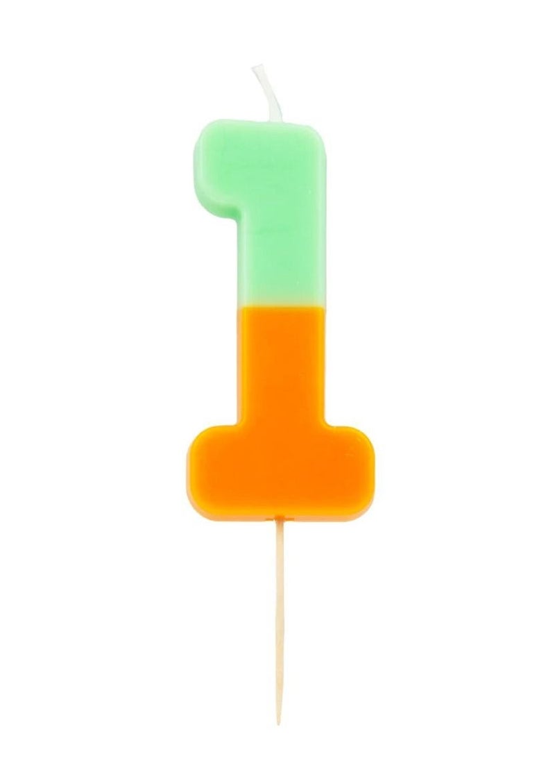 Talking Tables Orange & Mint Green Number Candle - 1  - Image 1