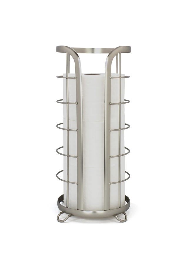 BROOKSTONE, Nickel Toilet Paper Holder, Freestanding Bathroom Tissue Organizer, Minimalistic Storage Solution, Modern & Stylish Design [Holds MEGA Rolls] - Image 1