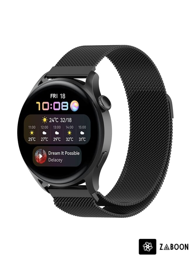 Zaboon سوار ساعة لهواوي واتش جي تي 3 برو 43 مم ميلان ستيل (أسود) - Image 1