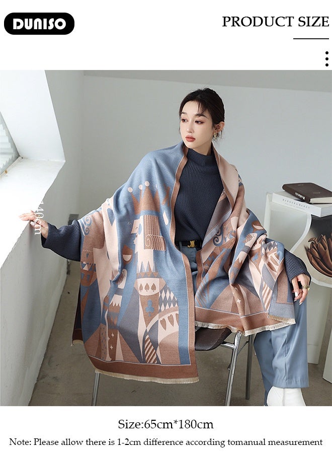DUNISO أوشحة نسائية شالات غرف مكيفة واقيات رقبة معاطف واقية من الرياح كارديجان واقيات رقبة أوشحة نسخة يانغ مي المطابقة لملك البوكر - Image 2