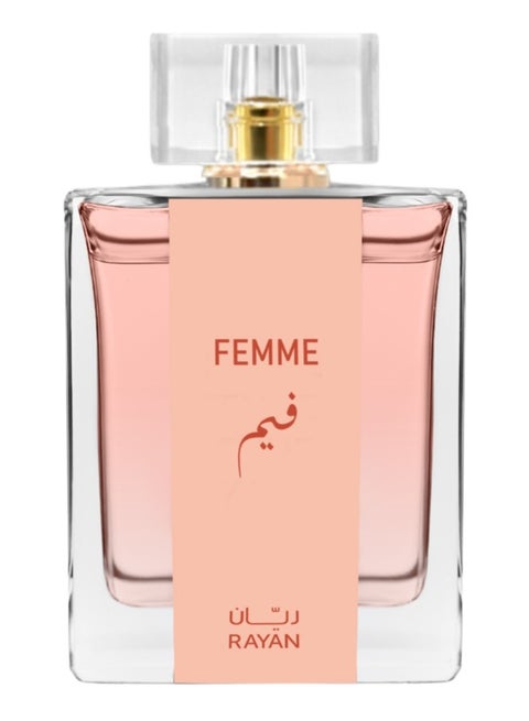 RAYAN Femme Perfume for Women - Long Lasting Arabian Eau De Parfum, 100mL (3.34 Fl oz), Floral Garden with Sweet Nectars, Raspberry, Bergamot, May Rose, Jasmine, Amber - Ideal Gift for Ramadan & Eid