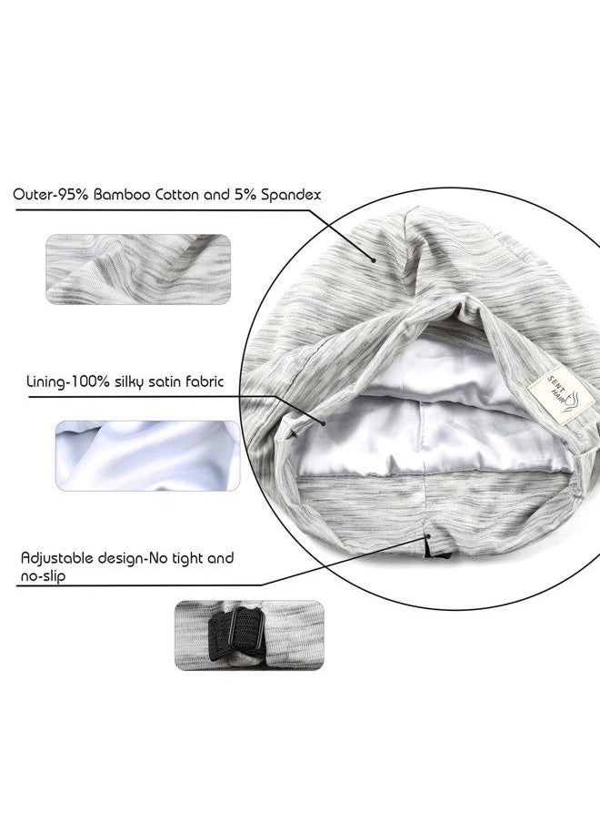 sent hair - Sent Hair Satin Lined Bonnet for Women Hair Cover Bonnet Adjustable Night Sleeping Cap Slouchy Beanie for Long Curly Hair,Braids,Dreadlocks(Light Gray) - Image 1