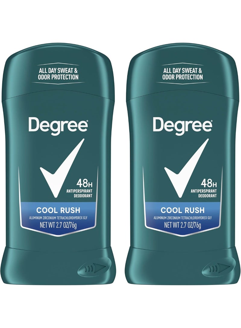 Degree Men Original Antiperspirant Deodorant Cool Rush Twin Pack 48-Hour Sweat & Odor Protection Antiperspirant For Men 2.7 oz