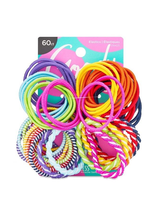 Goody - Goody Ouchless Elastic Hair Ties In Brights and Pastels - Perfect for Fine, Curly Hair and Sensitive Scalps - Pain Free Hair Accessories for Men, Women, Girls and Boys, Assorted ,60 Count(Pack of 1) - Image 1