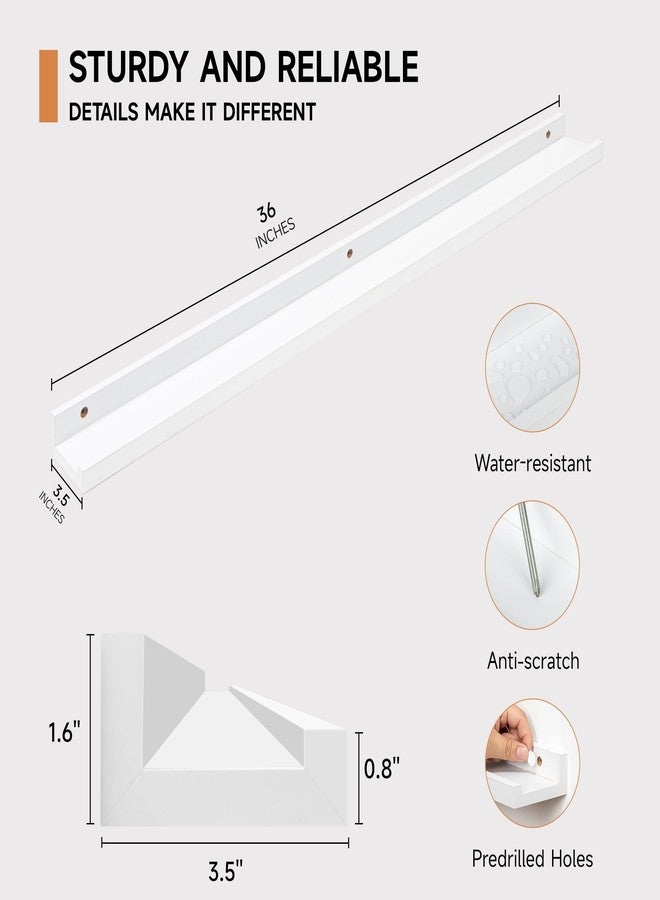 Fun Memories Picture Ledge Shelf for Wall, Floating Shelves Set of 4, 36 Inch Long Nursery Book Shelves for Toys Storage, Kids Bookshelf Wall Mounted for Wall Decor Books Photo Frames, White - Image 5