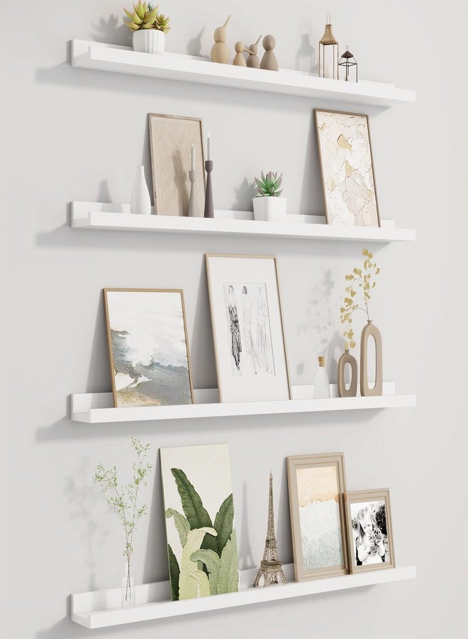 Fun Memories Picture Ledge Shelf for Wall, Floating Shelves Set of 4, 36 Inch Long Nursery Book Shelves for Toys Storage, Kids Bookshelf Wall Mounted for Wall Decor Books Photo Frames, White - Image 1