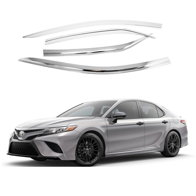 AUTOCLOVER TapeOn Rain Guards Window Visors 6 Pcs Set for Toyota Camry 2015 2016 2017 Window Deflectors OutChannel Vent Shades Smoked
