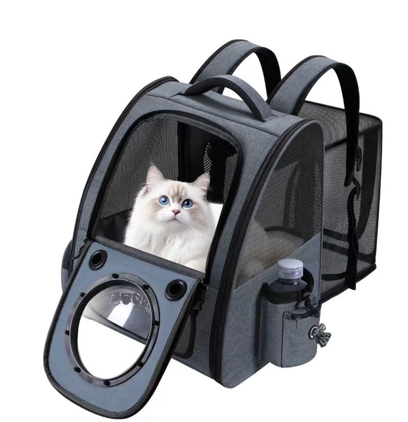 Groxkox Bubble Cat Backpack Carrier, Expandable Cat Carrier Backpack,Breathable Pet Backpack for Medium Cat,Kitten and Small Puppy, Large Space,Portable Bags Foldable Dog Backpack for Traveling,Hiking(Grey) - Image 1