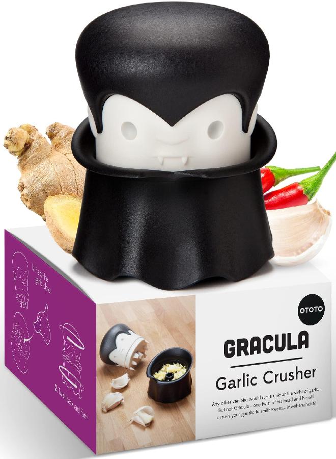 OTOTO Gracula Garlic Crusher also for Ginger, Nuts, Chili, Herbs - Twist Top Garlic Mincer & Easy Squeeze Manual Garlic Press & Peeler - BPA-Free Cool Kitchen Gadgets - Easy Clean by Hand Wash Only - Image 1