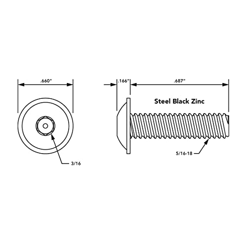 80/20 8020, 3330, 15 Series, 5/16-18 x 0.687 Inch 11/16 Inch Flanged Button Head Socket Cap Screw (FBHSCS) Bolts (25 Pack) - Image 3