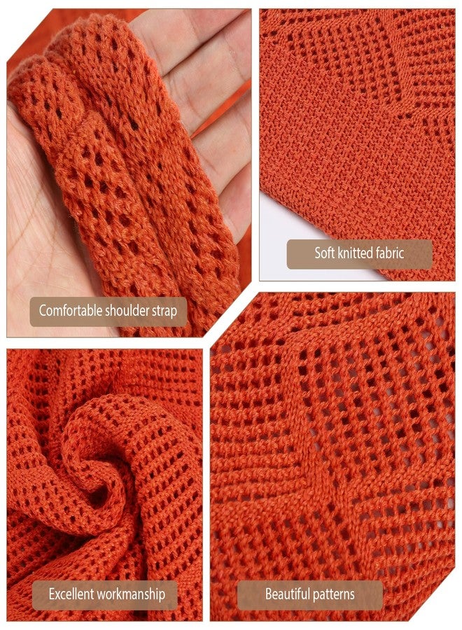 WantGor Crochet Bags, Beach Mesh Tote Bag Womens Shoulder Shopping Handbag Casual Travel Totes Bag Foldable Hobo Bags, Bright Orange, 35 cm x 5 cm x 36 cm - Image 5