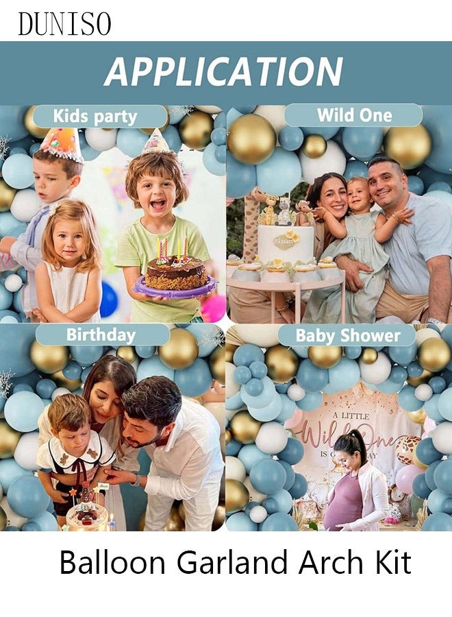 DUNISO 134PCS Balloon Garland Arch Kit Metallic White Blue Latex Balloons Set For Baby Wedding Birthday Party Background Decorations School Opening Ceremony - Image 3