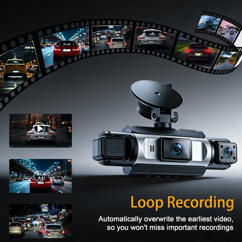 4 Channel Dash Cam 1080P Front And 720P Other Channels Night Vision Loop Recording G Sensor Parking Monitor Hardwire Kit Required Easy Install Suction Mount Multi Language Support Car Additions Model F410 - Image 5