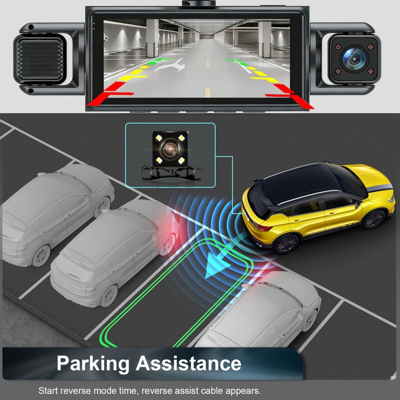 4 Channel Dash Cam 1080P Front And 720P Other Channels Night Vision Loop Recording G Sensor Parking Monitor Hardwire Kit Required Easy Install Suction Mount Multi Language Support Car Additions Model F410 - Image 3