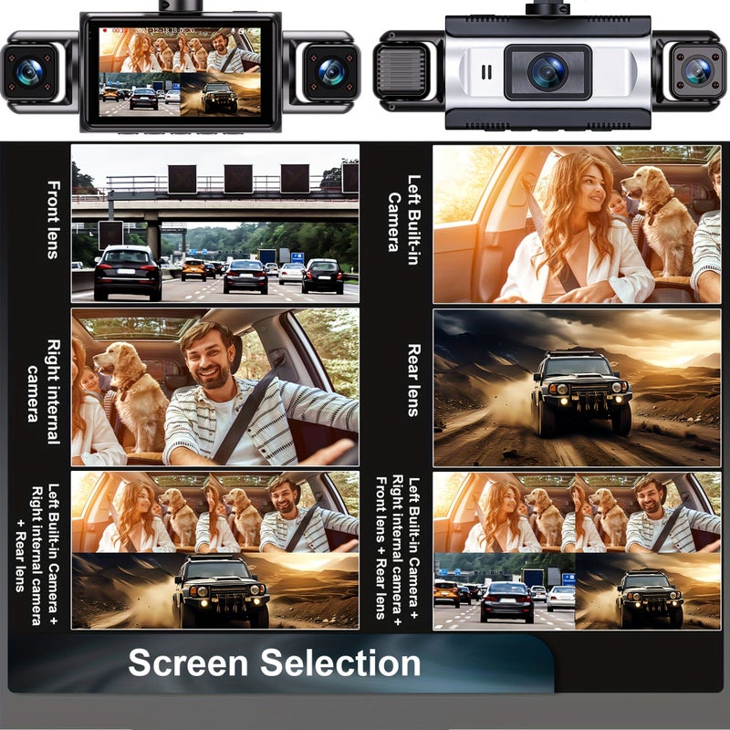 4 Channel Dash Cam 1080P Front And 720P Other Channels Night Vision Loop Recording G Sensor Parking Monitor Hardwire Kit Required Easy Install Suction Mount Multi Language Support Car Additions Model F410 - Image 2
