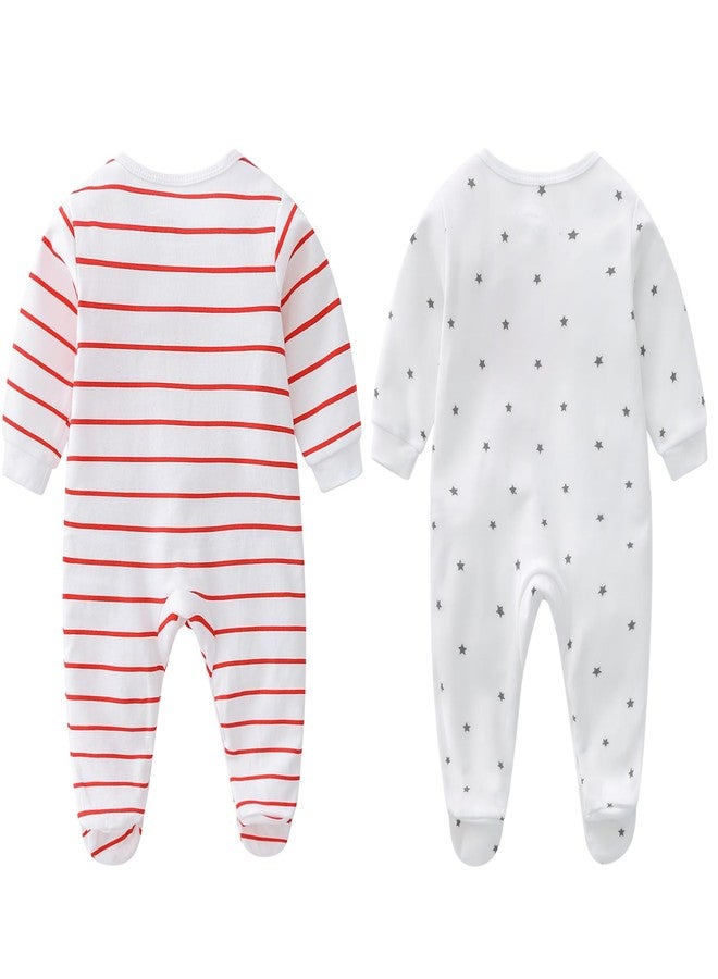 aomomo Unisex-Baby Clothes Twins Bodysuits I Love Daddy Mummy Romper Set, Newborn Cotton Footed Pajamas (0-3 Months) - Image 2