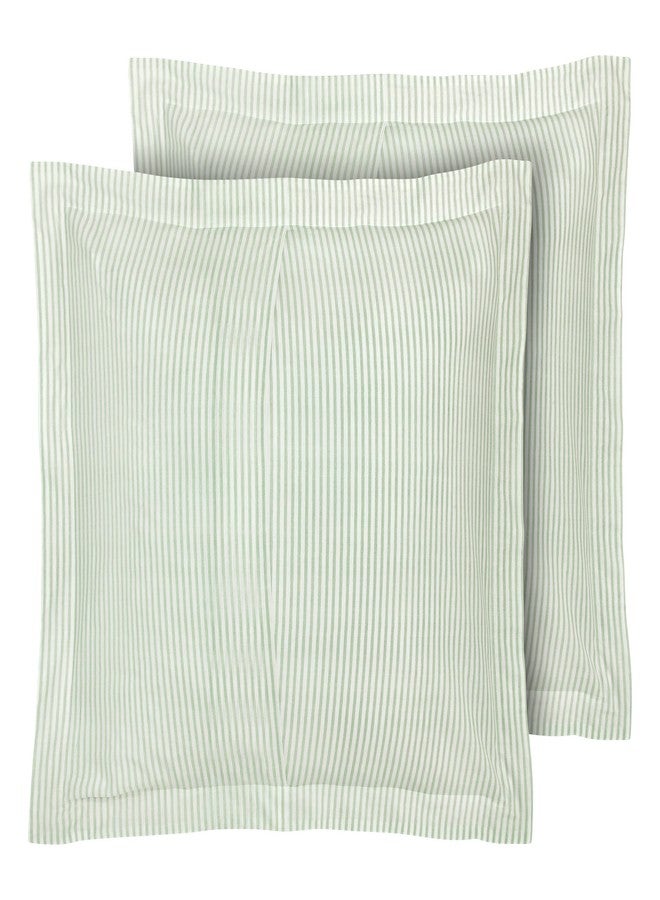 Laura Ashley - Euro Shams, 100% Smooth Cotton with Envelope Closure, Throw Pillow Cover for Bed or Couch, Oeko-Tex Certified, Set of 2 (Ticking Stripe Green, 26" x 26") - Image 4
