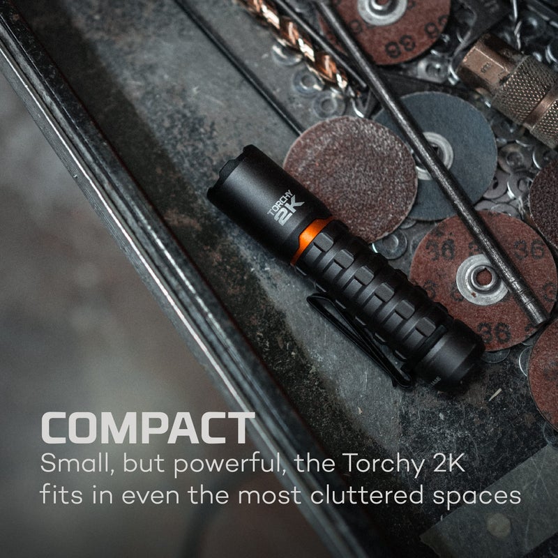 NEBO مصباح جيب NEBO Torchy 2K القابل لإعادة الشحن | مصباح جيب قابل لإعادة الشحن بقوة 2000 لومن، 5 أوضاع إضاءة LED، مقاوم للماء والصدمات للتخييم، الصيد، المشي - Image 2