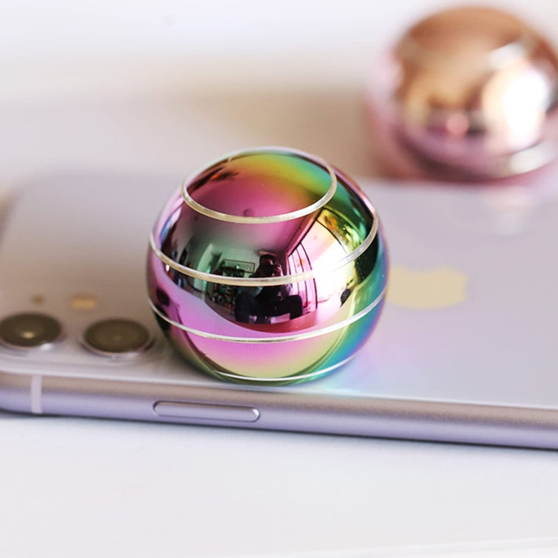 Apqdw Kinetic Desk Toy Ball, 1.54'' Kinetic Desktop Spinning Toys, Optical Illusion Toys for Anxiety, ADHD, Metal Fidgets for Dad, Mom, Son, Daughter (39MM, Rainbow-A) - Image 3