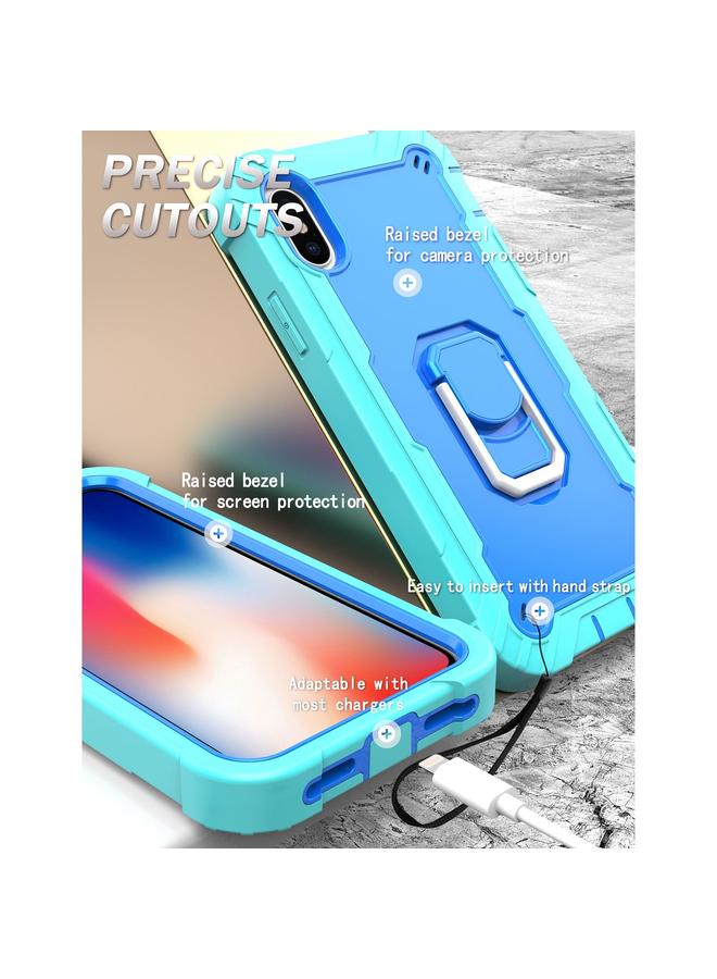 اس-توب جراب لهاتف iPhone X / XS PC + جراب مطاطي مقاوم للصدمات بثلاث طبقات مع حامل دوار - Image 4