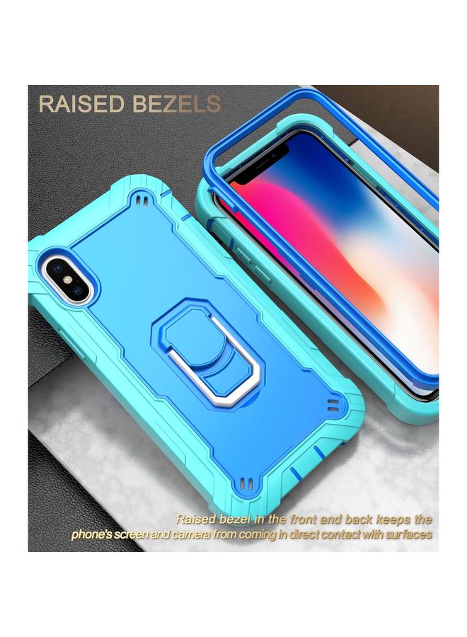 اس-توب جراب لهاتف iPhone X / XS PC + جراب مطاطي مقاوم للصدمات بثلاث طبقات مع حامل دوار - Image 2