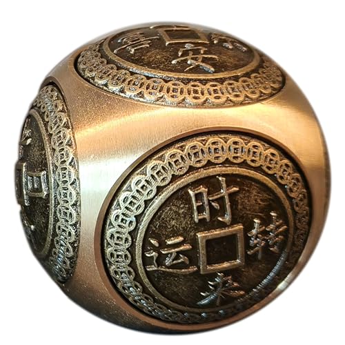 Briskfeel Brass Lucky Ball 6 Sides Rotatable Feng Shui Ornament Wealth Statue Treasure Ball Fengshui Sculpture Chinese Traditional Home Decor (F1 Lucky Ball) - Image 2