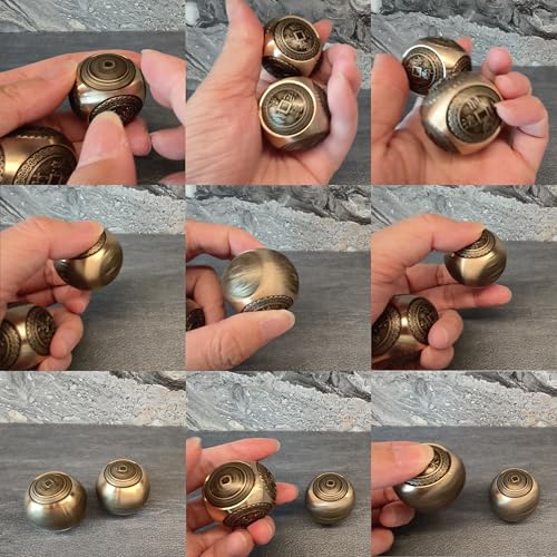 Briskfeel Brass Lucky Ball 6 Sides Rotatable Feng Shui Ornament Wealth Statue Treasure Ball Fengshui Sculpture Chinese Traditional Home Decor (F1 Lucky Ball) - Image 4