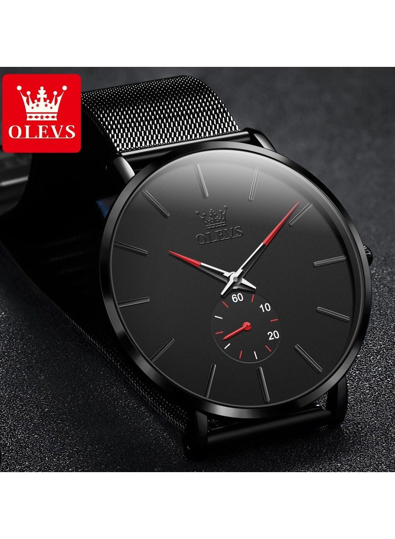 Olevs Mens Watches Minimalist Ultra Thin Fashion Independent Second Hand Dial Watch Waterproof Slim Simple Big Face Dress Wrist Watch With Milanese Steel Belt - Image 2