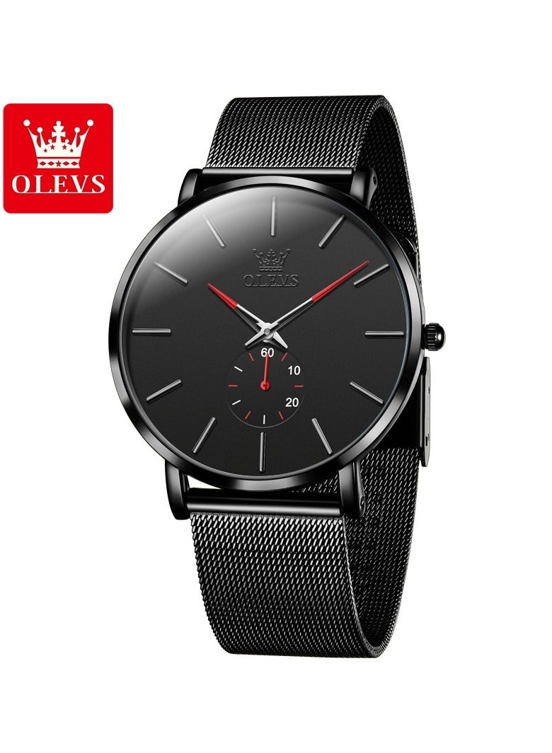 Olevs Mens Watches Minimalist Ultra Thin Fashion Independent Second Hand Dial Watch Waterproof Slim Simple Big Face Dress Wrist Watch With Milanese Steel Belt - Image 1